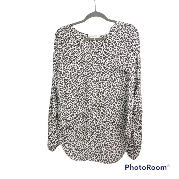 Rebecca Taylor snow leopard print long sleeve silk blouse size 8 - Picture 1 of 8